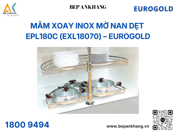 Mâm xoay inox mờ nan dẹt EPL180C (EXL18070) – Eurogold